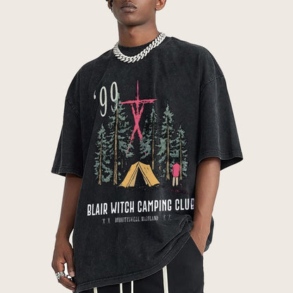 Witch Camping Vintage Distressed T-shirt