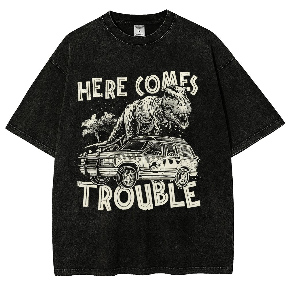Here Comes Trouble Vintage Distressed T-shirt