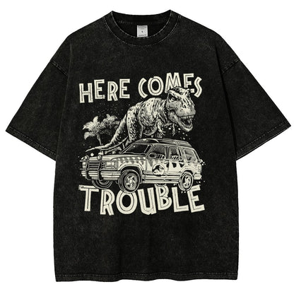 Here Comes Trouble Vintage Distressed T-shirt