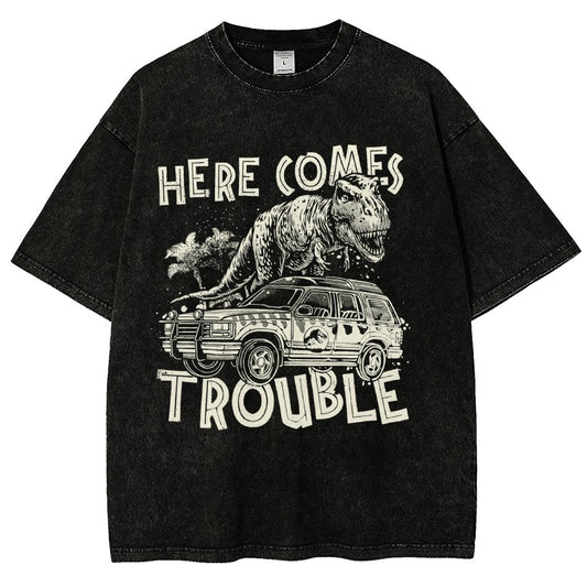 Here Comes Trouble Vintage Distressed T-shirt