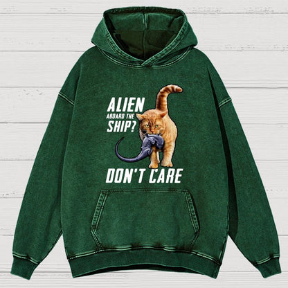 Top Cat Alien Aboard The Ship Don’T Care Vintage Distressed Hoodie