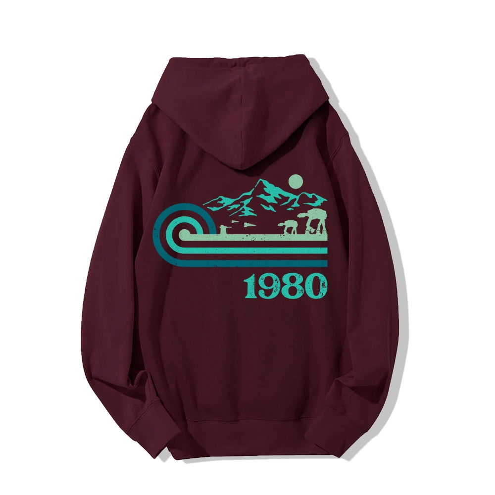 Retro Vintage Base Printed Back Unisex Cotton Hoodie