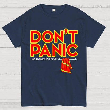 Don't Panic With Towel Geek T-Shirt