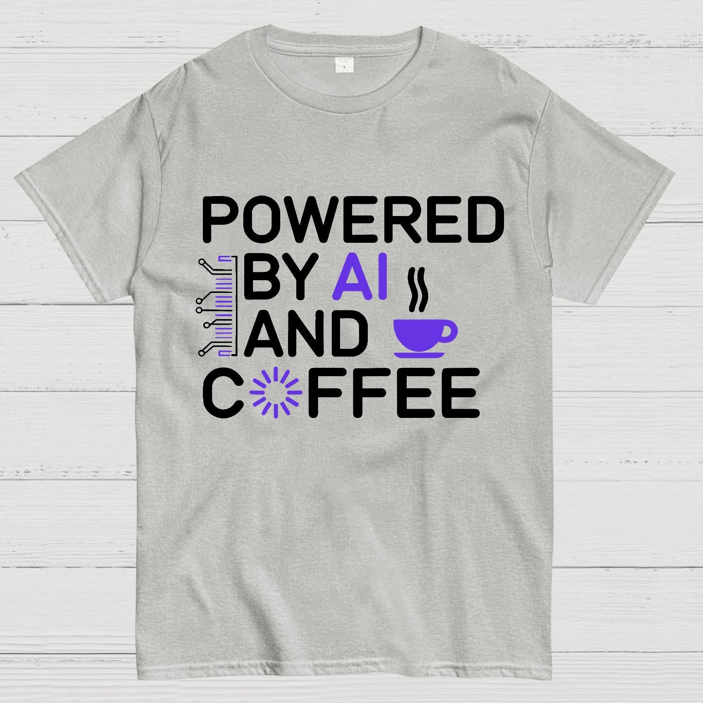 Powered By AI And Coffee Geek T-Shirt