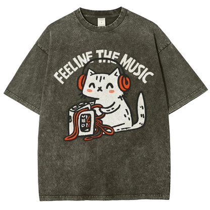 Feeline the Music Vintage Distressed T-shirt