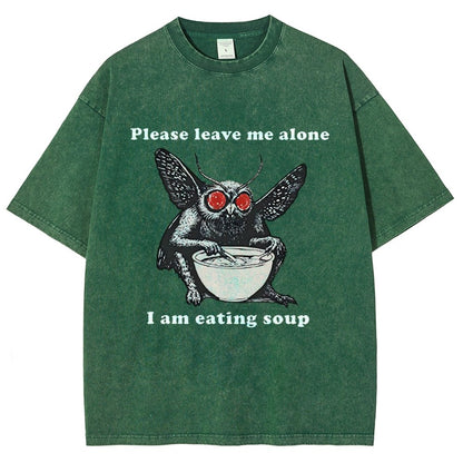 Mothman Eating Soup Please Leave Me Alone I Am Eating Soup Vintage Distressed T-shirt