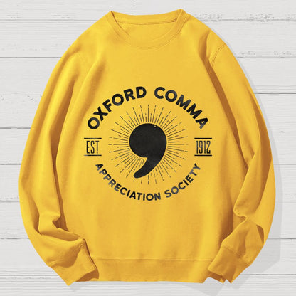 Oxford Comma Appreciation Society Geek Cotton Sweatshirt