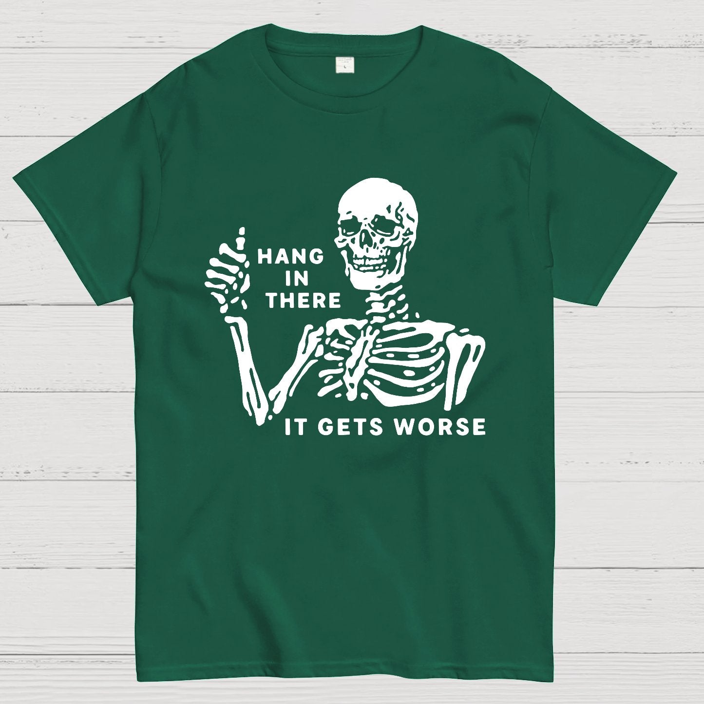 Hang In There Skeleton Geek T-Shirt