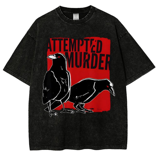 Attempted Murder Crow Vintage Distressed T-shirt