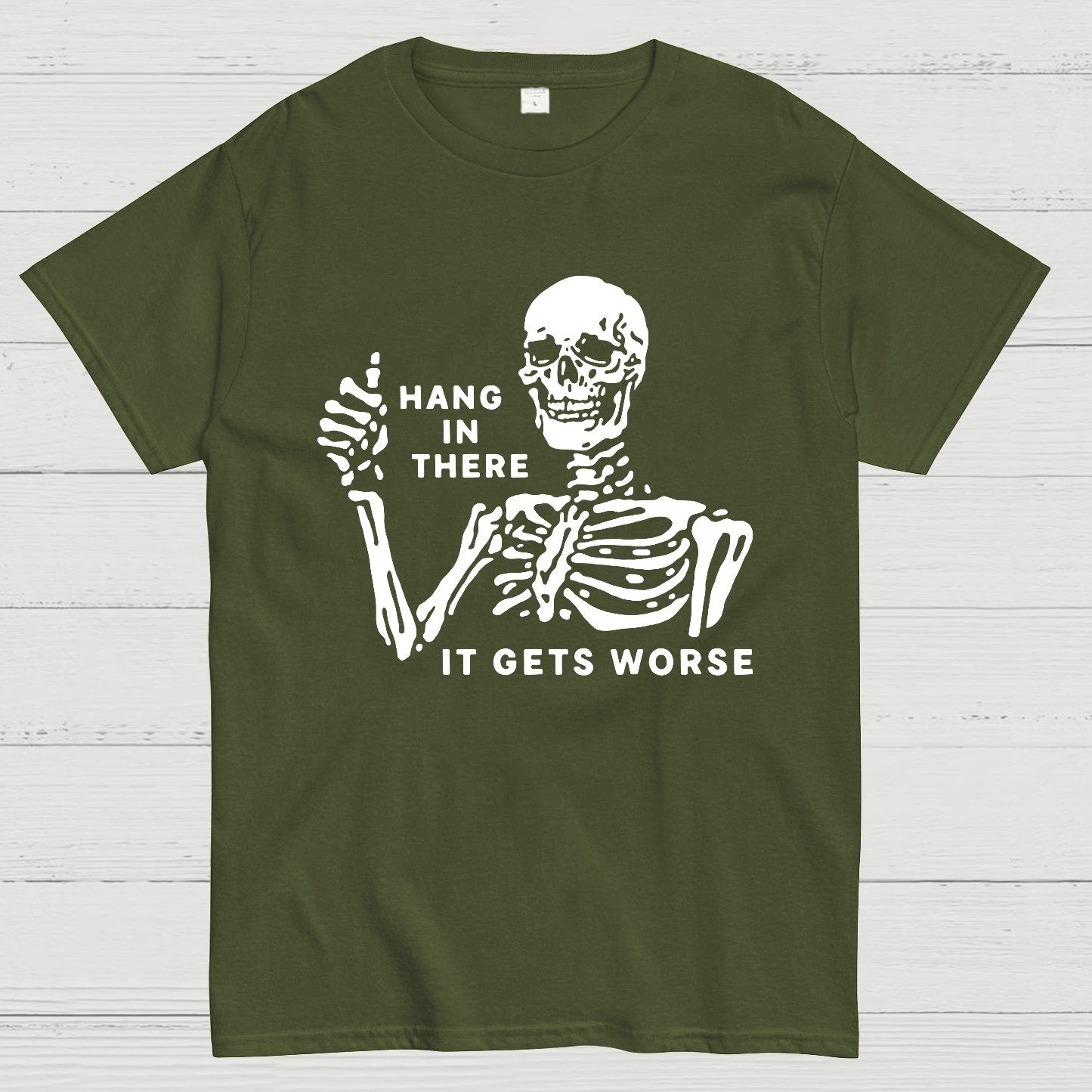 Hang In There Skeleton Geek T-Shirt
