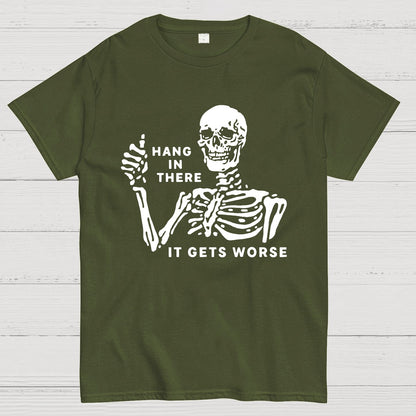 Hang In There Skeleton Geek T-Shirt