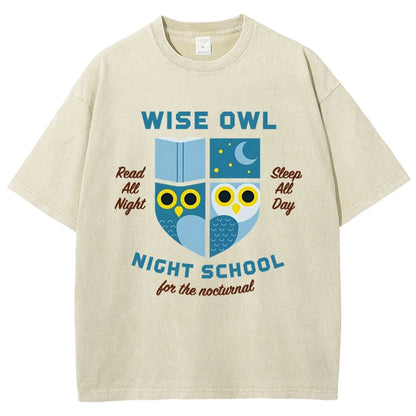 Wise Owl Night School Vintage Distressed T-shirt