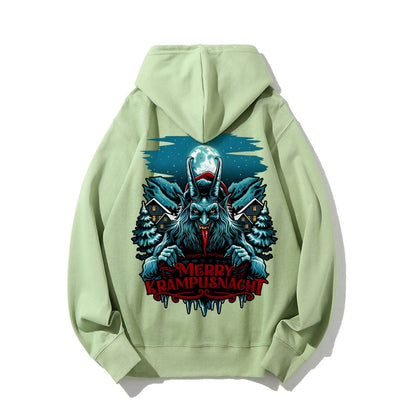 Merry Krampusnacht Printed Back Unisex Cotton Hoodie