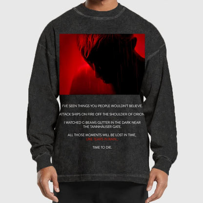 Tears in Rain-Tears in Red-Time to Die Washed Long Sleeve Tee