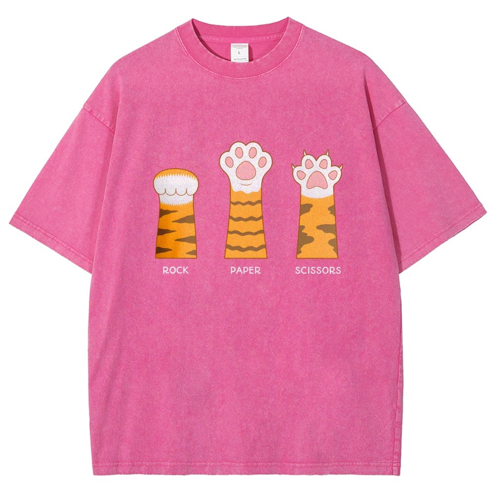 Rock Paper Scissors Purrfect Vintage Distressed T-shirt