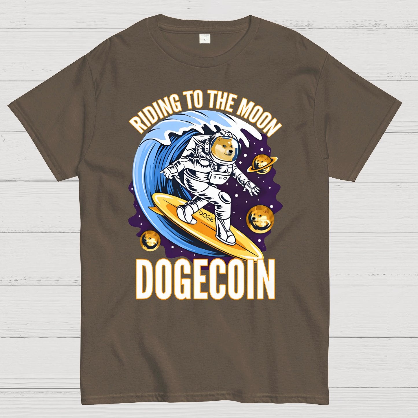 Riding To The Moon Dogecoin DOGE Geek T-Shirt