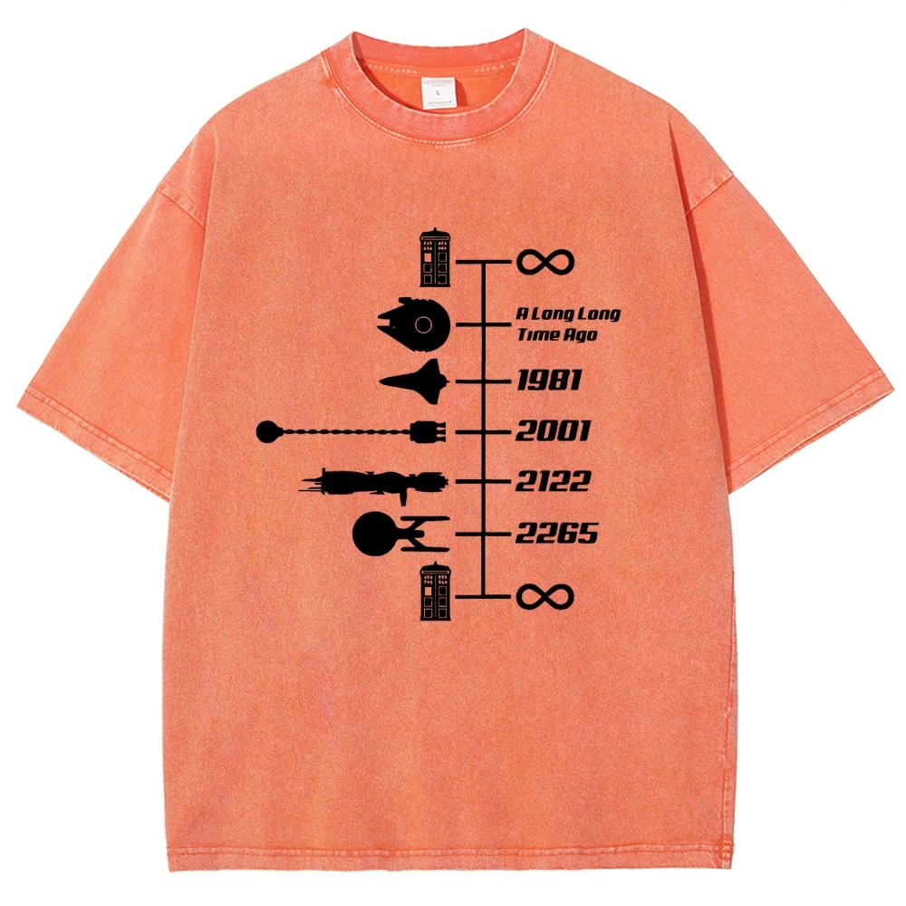 Sci-Fi Timeline Graphic  Classic Movie Spaceships  Nostalgic Space Travel Vintage Distressed T-shirt