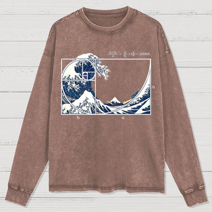 The Great Fibonacci Wave Science Geek Washed Long Sleeve Tee