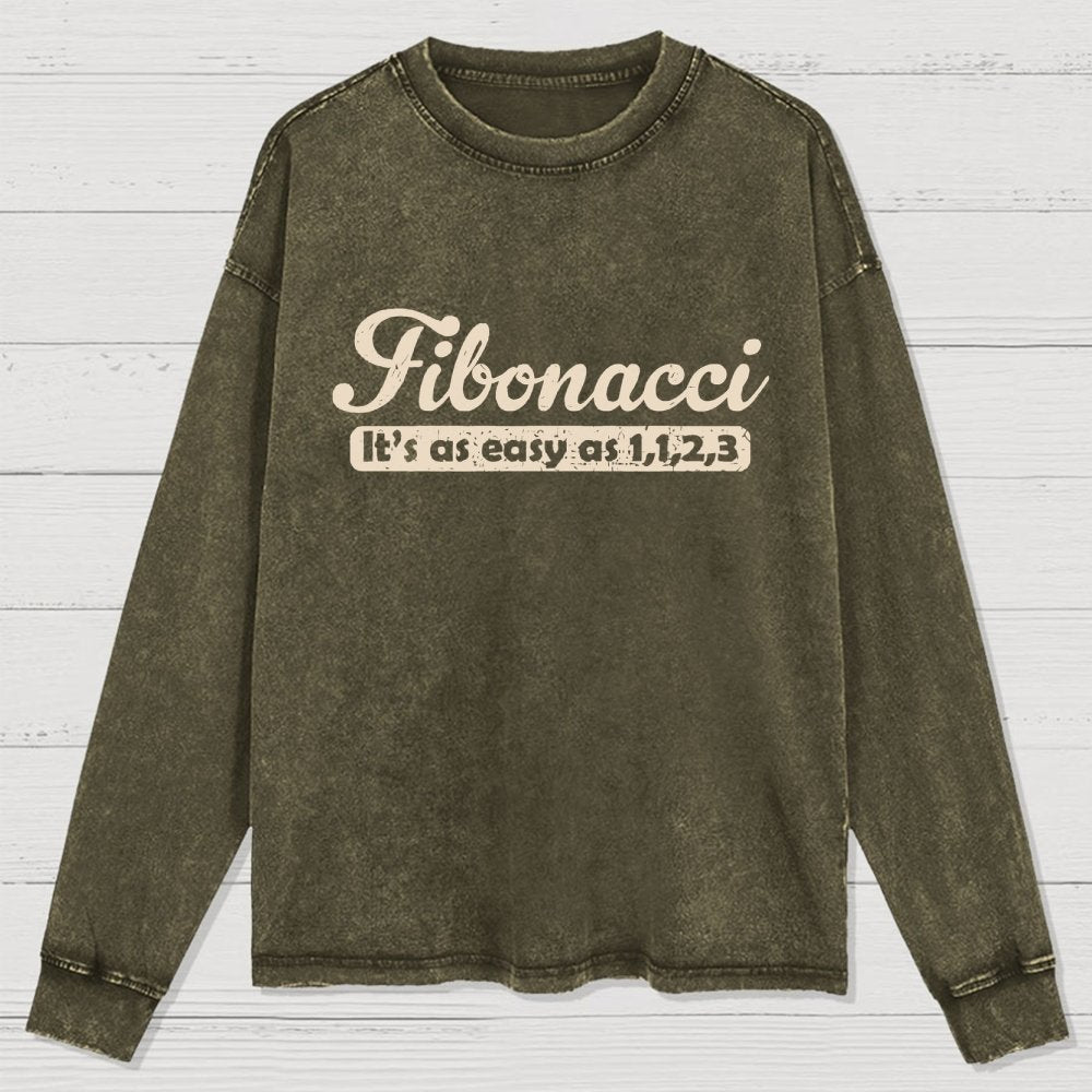 Fibonacci Funny Math Washed Long Sleeve Tee