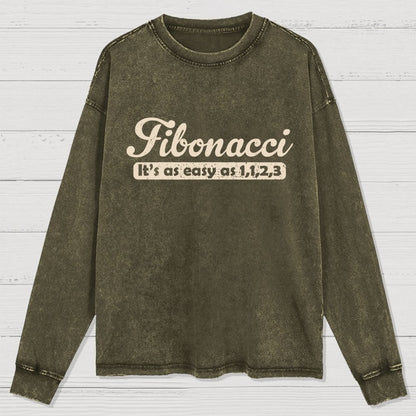 Fibonacci Funny Math Washed Long Sleeve Tee
