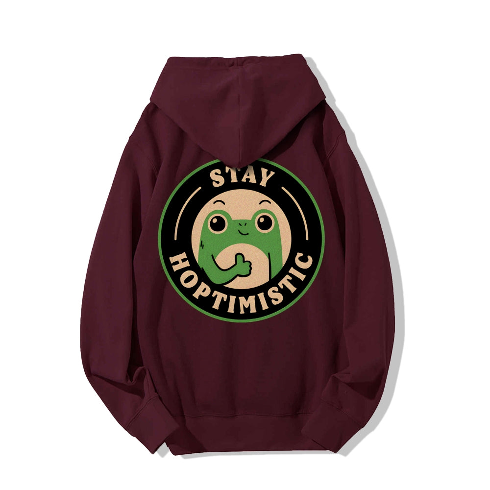 Stay Hoptimistic Printed Back Unisex Cotton Hoodie