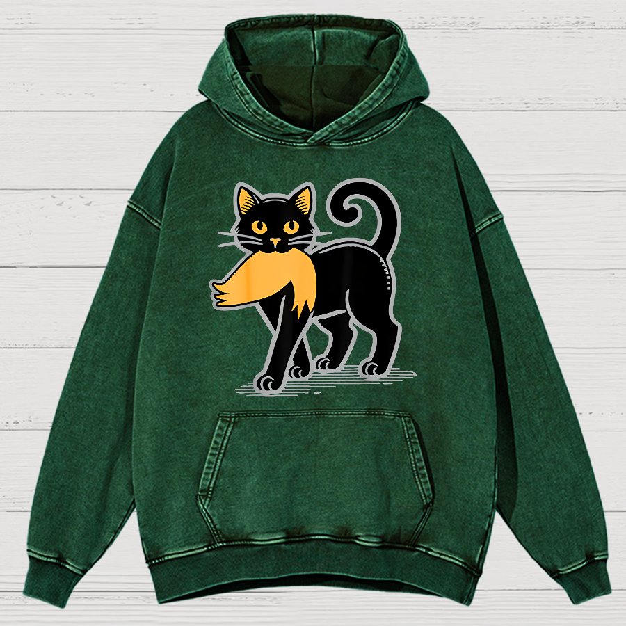 Black Cat Satire Vintage Distressed Hoodie