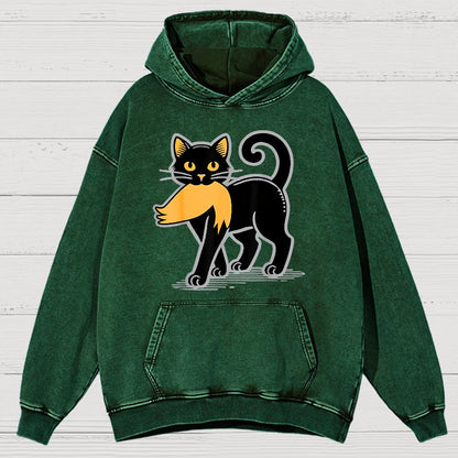Black Cat Satire Vintage Distressed Hoodie