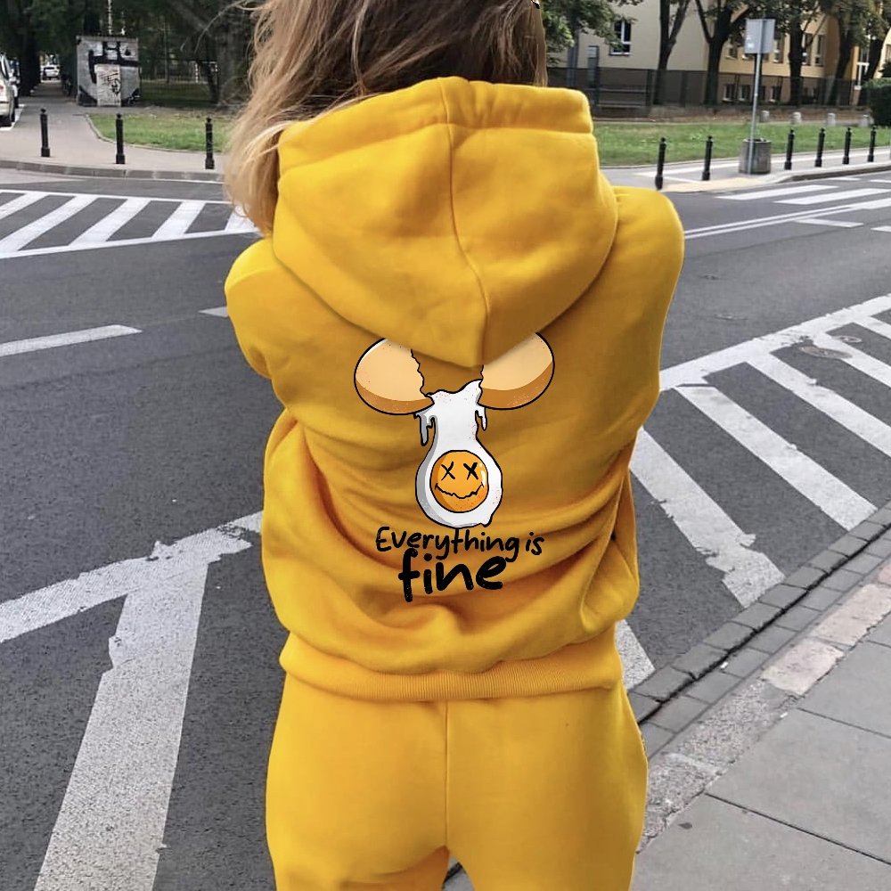 Everything is fine Printed Back Unisex Cotton Hoodie