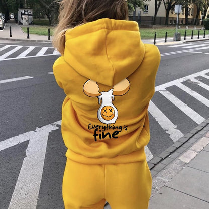 Everything is fine Printed Back Unisex Cotton Hoodie