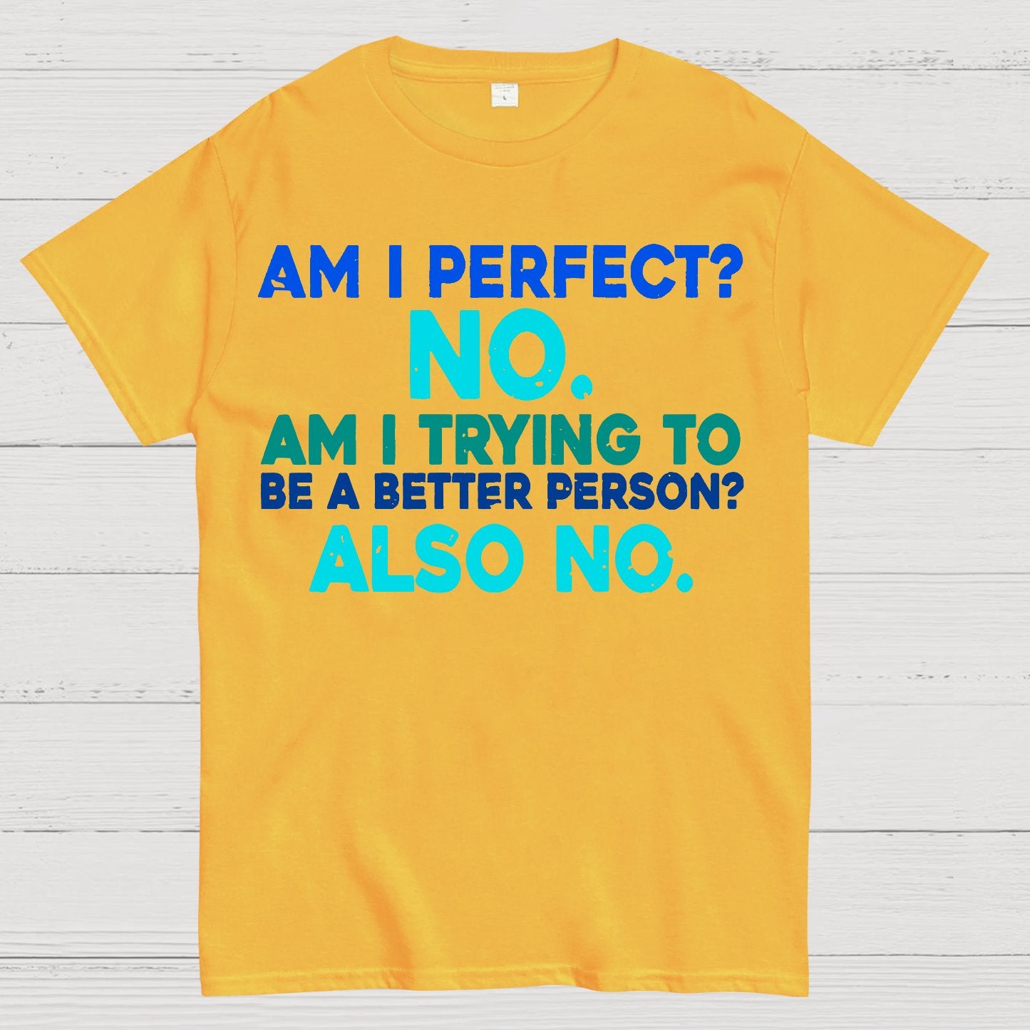 Am I Perfect No Am I Trying To Be A Better Person Also No Funny Quote Geek T-Shirt