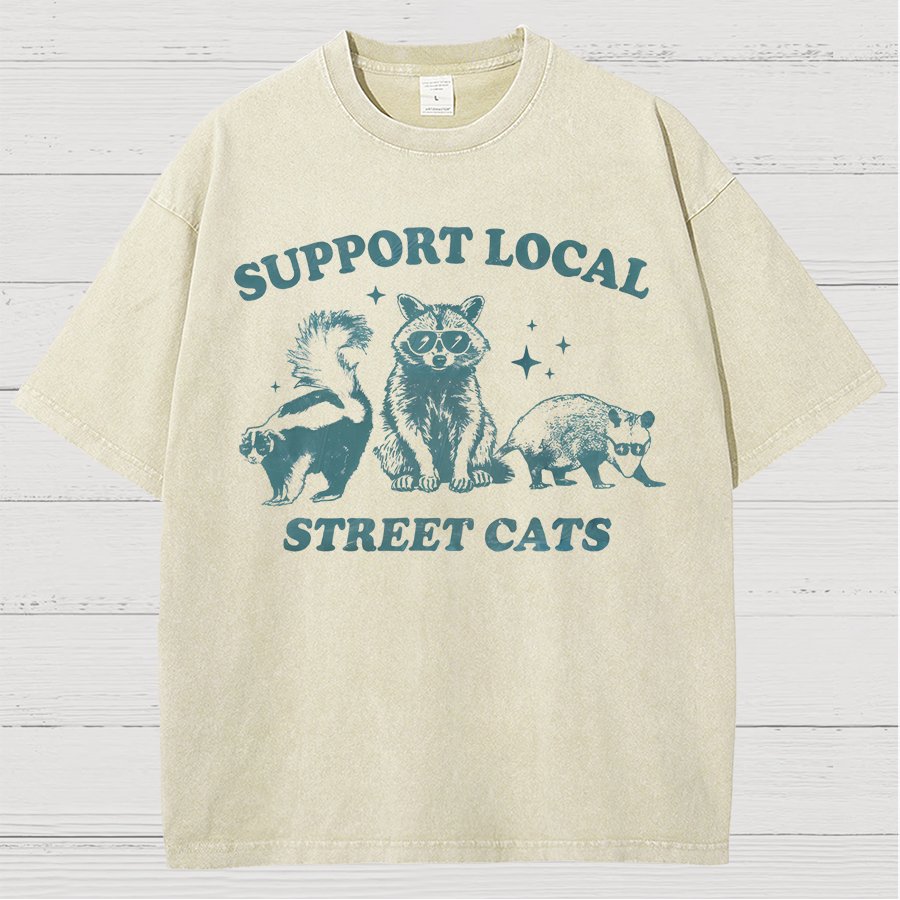 Support Your Local Street Cats Vintage Distressed T-shirt