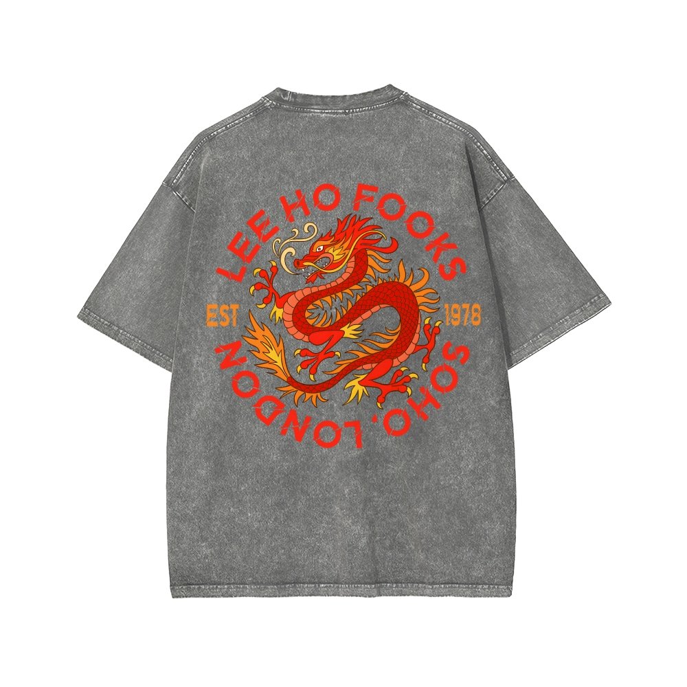 Lee Ho Fooks Front And Back Printing Washed T-shirt