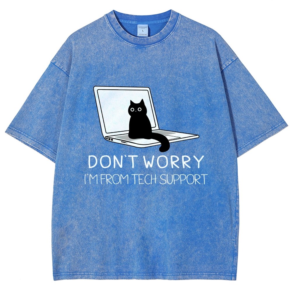 Funny Cat Tech Support  Vintage Distressed T-shirt