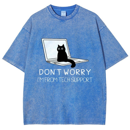 Funny Cat Tech Support  Vintage Distressed T-shirt