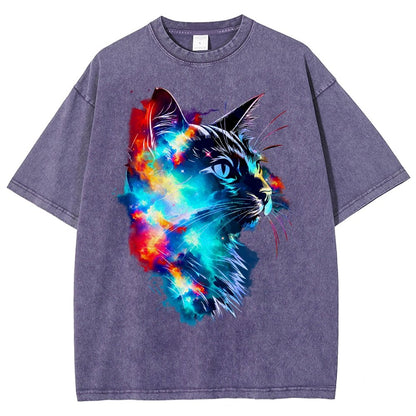 Cosmos Cat Vintage Distressed T-shirt