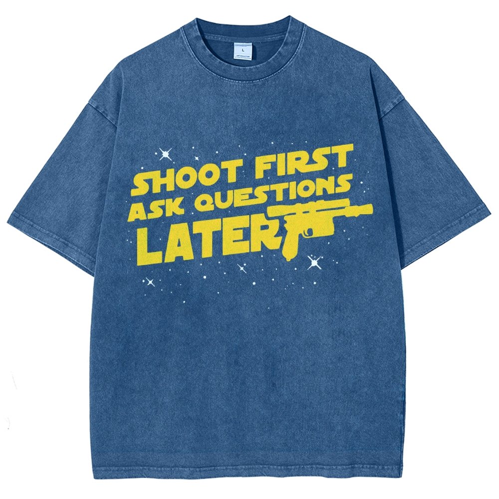 Shoot First Ask Questions Later Vintage Distressed T-shirt