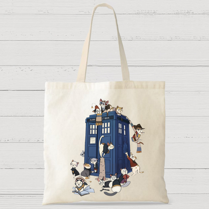 Cats Take Over The Phone Booth Casual Classic Canvas Bag