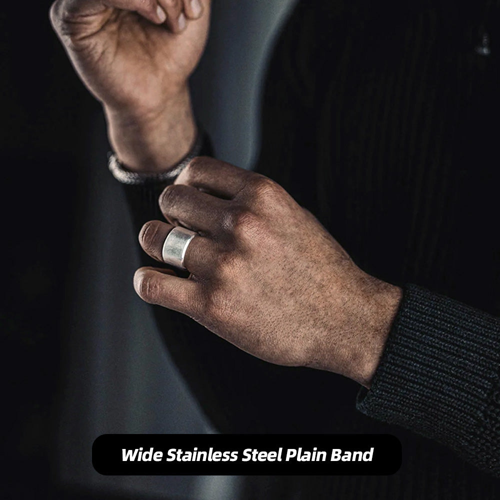 Wide Stainless Steel Plain Band: Wear the “Silent Toughness”