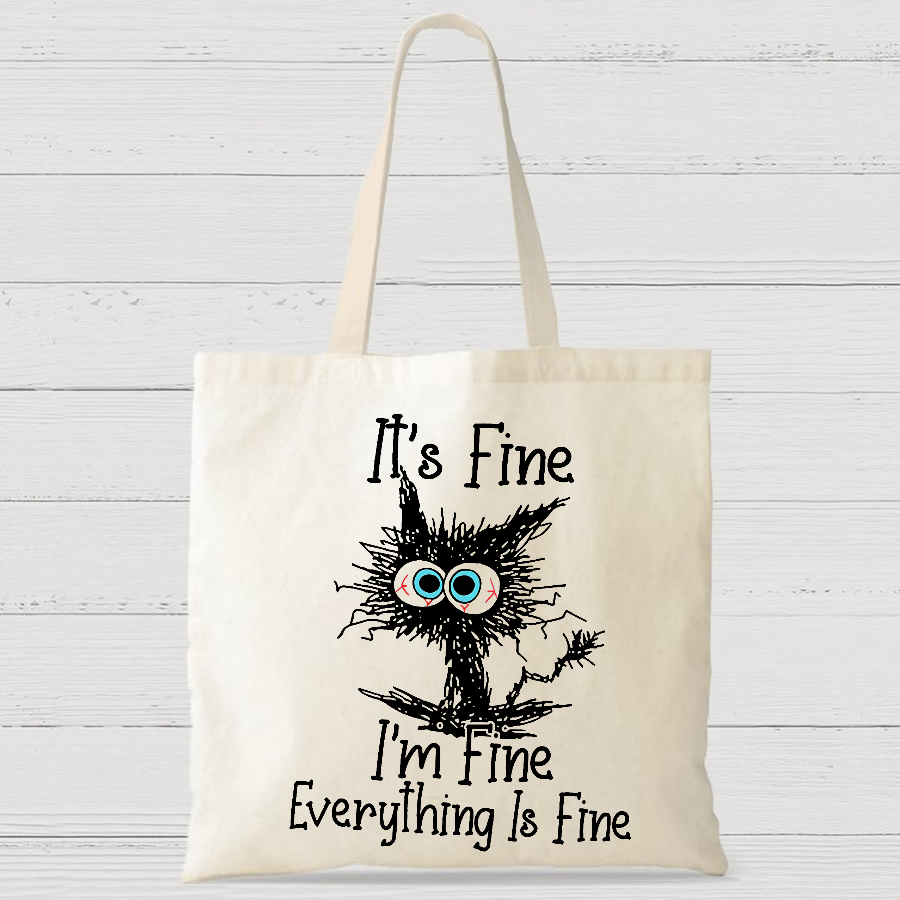 Funny Cat I Am Fine Casual Classic Canvas Bag